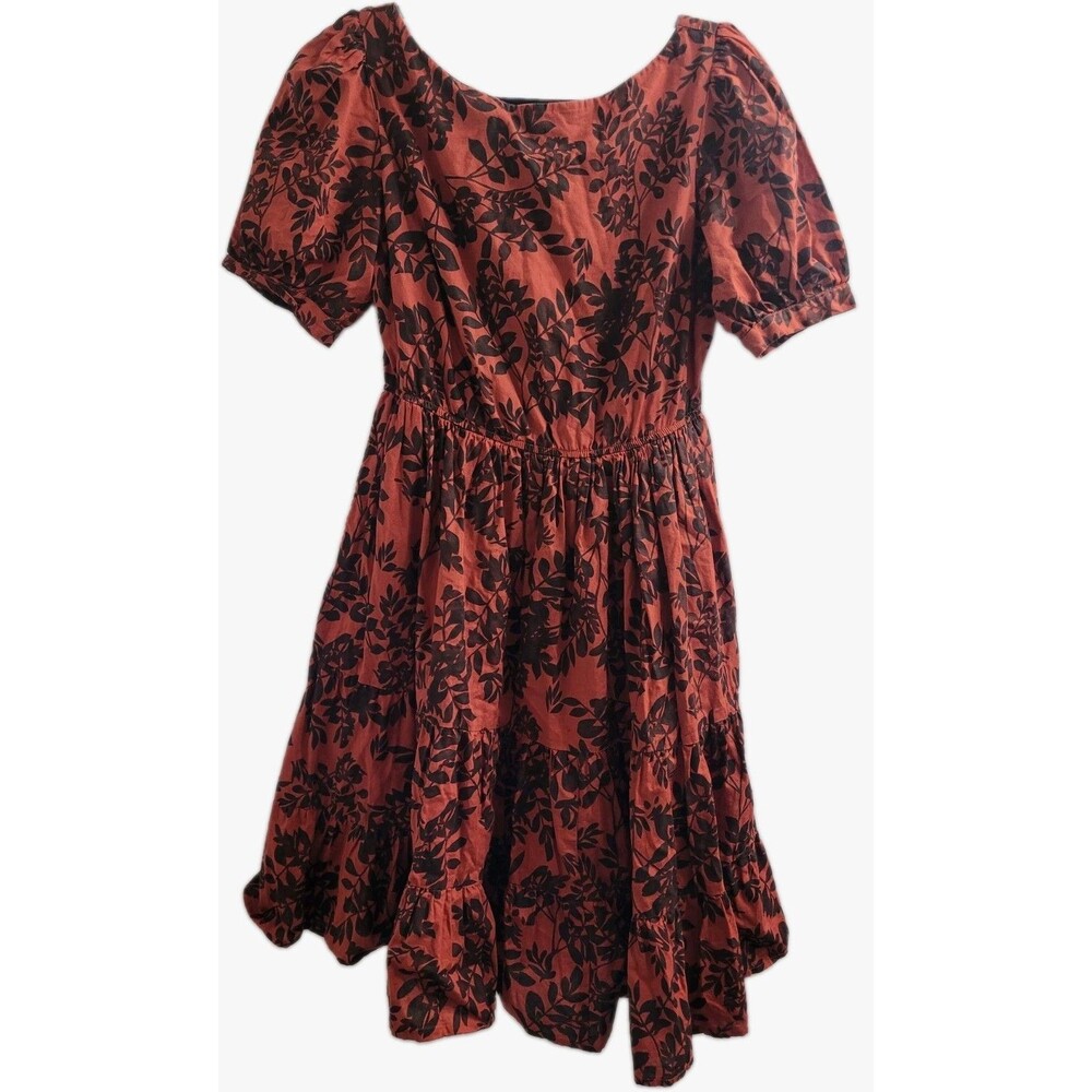 Wayward Fancies eShakti M 10 Cotton Floral Tiered Midi Dress Boho Cottagecore